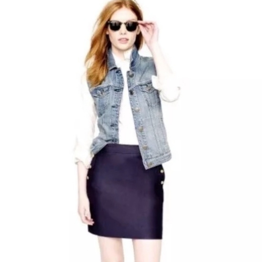 J. Crew Navy Postage Stamp Mini Skirt 4